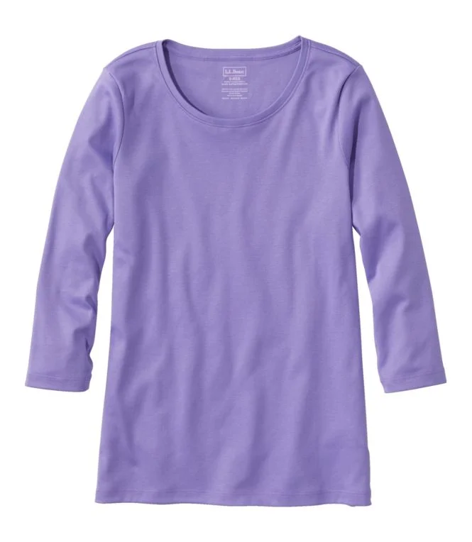 Women''s Pima Cotton Shaped Tee, Three-Quarter-Sleeve Jewelneck - Image 8