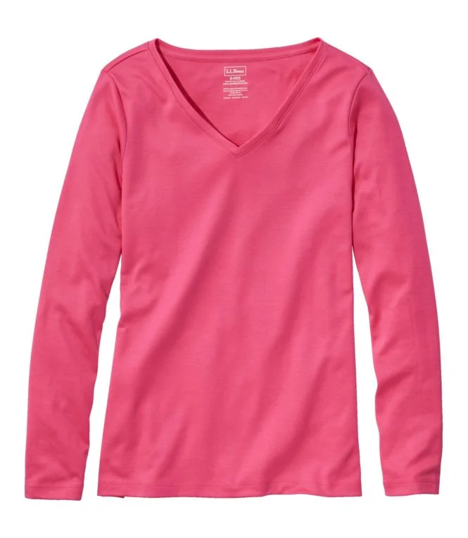 Women''s Pima Cotton Shaped V-Neck, Long-Sleeve - Image 5
