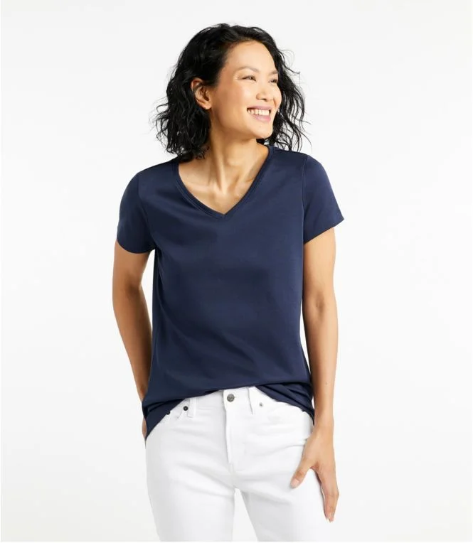 Women''s Pima Cotton Shaped V-Neck, Short-Sleeve