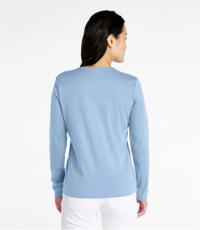 Alternative view of Women''s Pima Cotton Tee, Long-Sleeve Crewneck