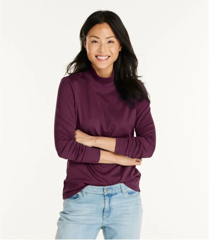 Women''s Pima Cotton Tee, Long-Sleeve Mockneck - Image 3
