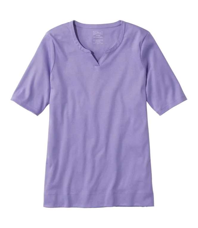 Alternative view of Women''s Pima Cotton Tee, Notch-Neck Elbow-Sleeve Tunic