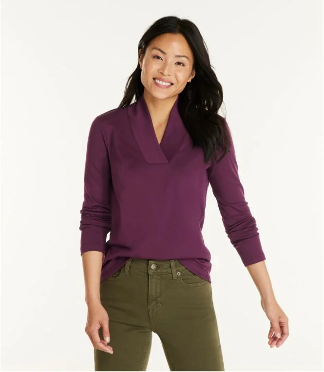 Women''s Pima Cotton Tee, Shawl Long-Sleeve - Image 3