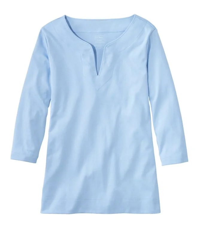 Women''s Pima Cotton Tunic, Three-Quarter-Sleeve Splitneck - Image 10