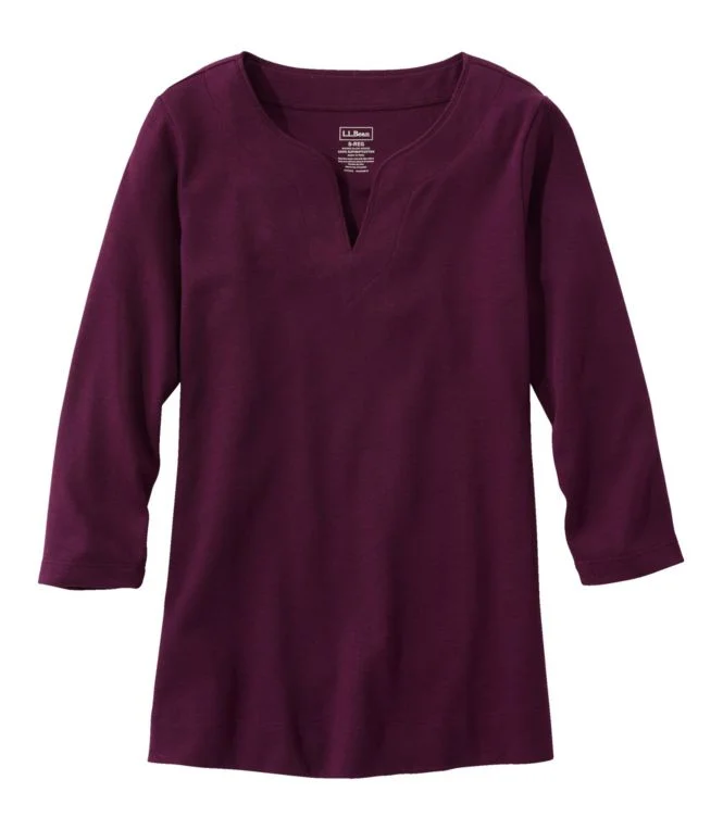 Women''s Pima Cotton Tunic, Three-Quarter-Sleeve Splitneck - Image 14