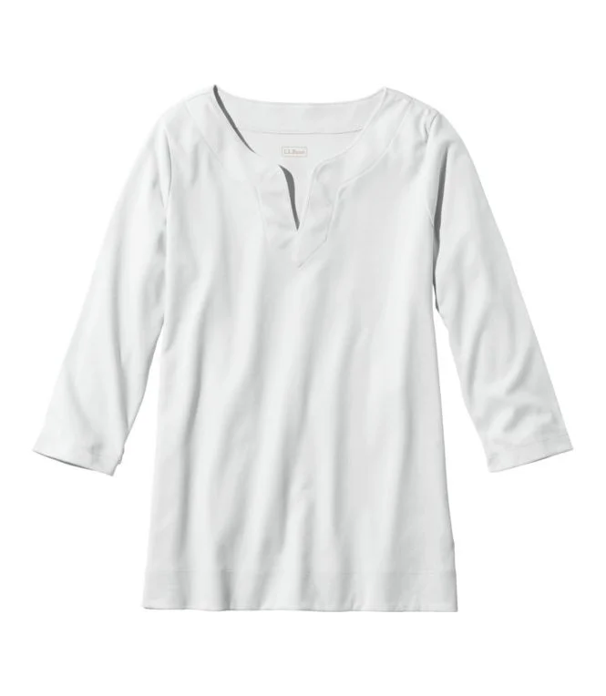 Women''s Pima Cotton Tunic, Three-Quarter-Sleeve Splitneck - Image 16