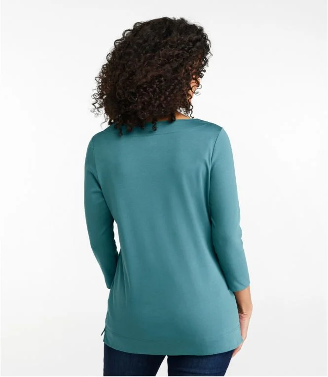 Alternative view of Women''s Pima Cotton Tunic, Three-Quarter-Sleeve Splitneck