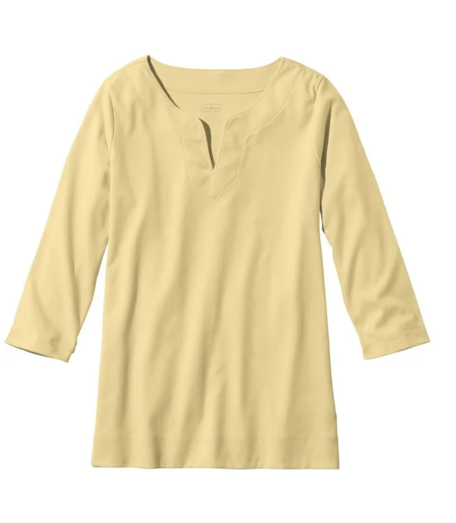 Women''s Pima Cotton Tunic, Three-Quarter-Sleeve Splitneck - Image 5