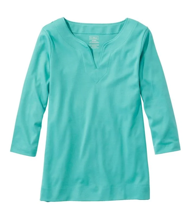 Women''s Pima Cotton Tunic, Three-Quarter-Sleeve Splitneck - Image 9