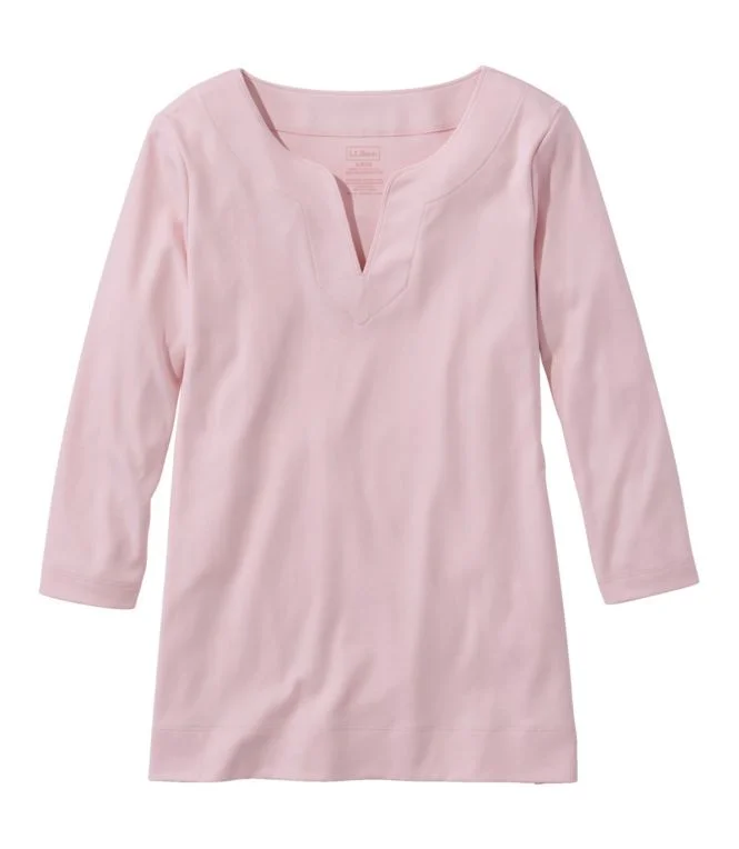 Women''s Pima Cotton Tunic, Three-Quarter-Sleeve Splitneck - Image 11