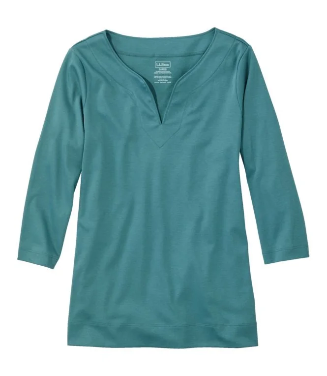 Women''s Pima Cotton Tunic, Three-Quarter-Sleeve Splitneck - Image 15