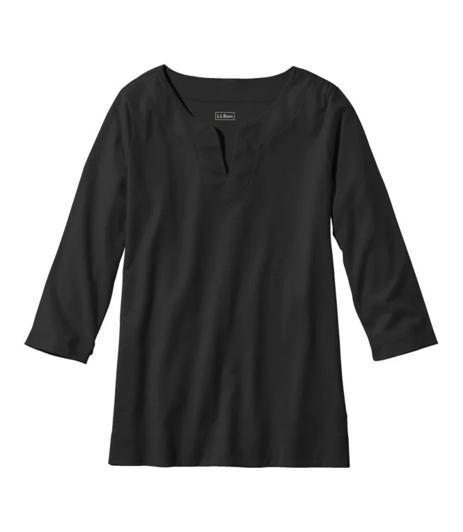 Women''s Pima Cotton Tunic, Three-Quarter-Sleeve Splitneck - Image 4