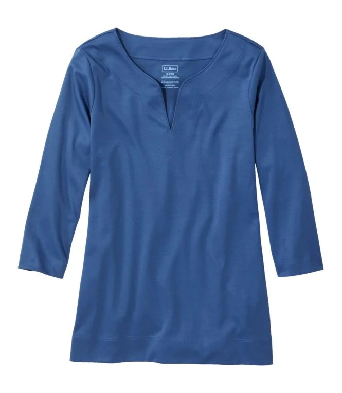 Women''s Pima Cotton Tunic, Three-Quarter-Sleeve Splitneck - Image 7