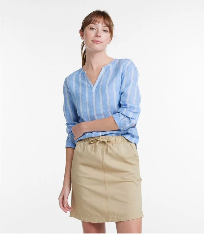 Women''s Premium Washable Linen Shirt, Splitneck Stripe