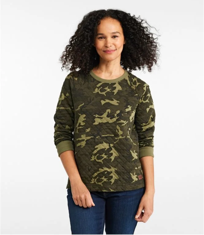Women''s Quilted Sweatshirt, Crewneck Pullover Print - Image 3
