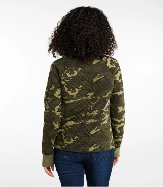 Women''s Quilted Sweatshirt, Crewneck Pullover Print - Image 4