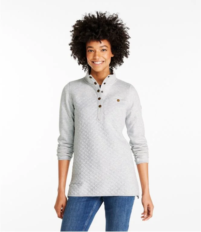 Women''s Quilted Sweatshirt, Mockneck Tunic - Image 3