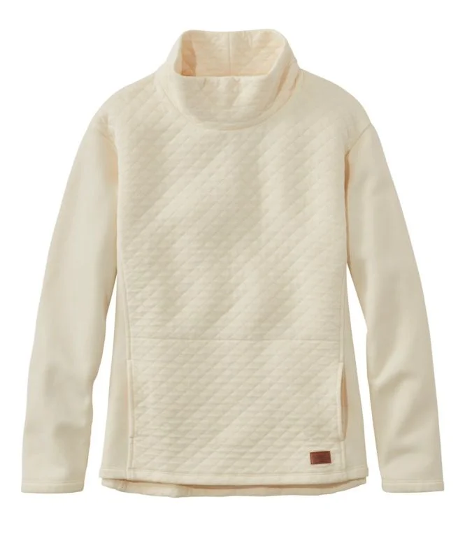 Women''s Quilted Sweatshirt Pullover, Funnelneck