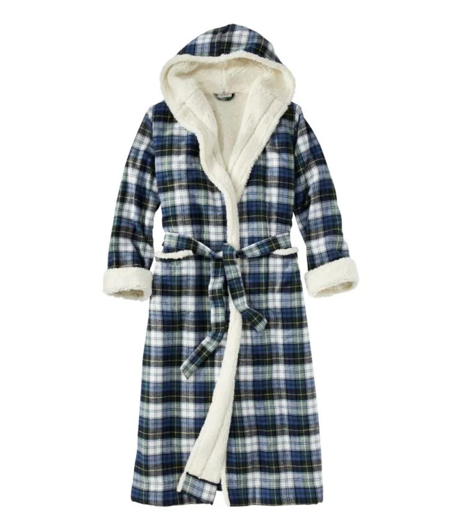 Women''s Scotch Plaid Flannel Robe, Sherpa-Lined Long - Image 10