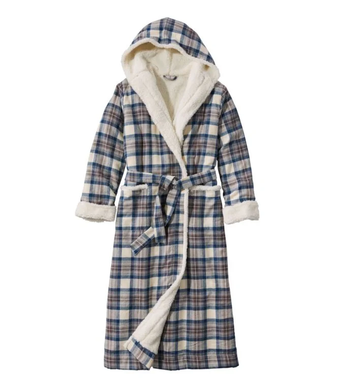 Alternative view of Women''s Scotch Plaid Flannel Robe, Sherpa-Lined Long