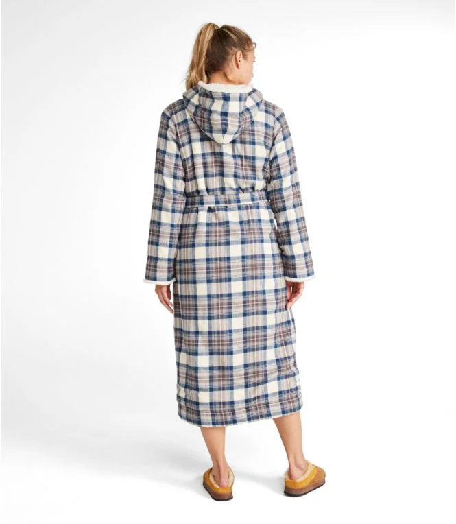 Women''s Scotch Plaid Flannel Robe, Sherpa-Lined Long - Image 4