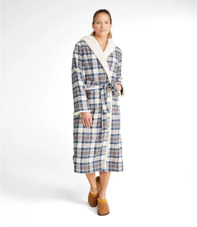 Women''s Scotch Plaid Flannel Robe, Sherpa-Lined Long - Image 3