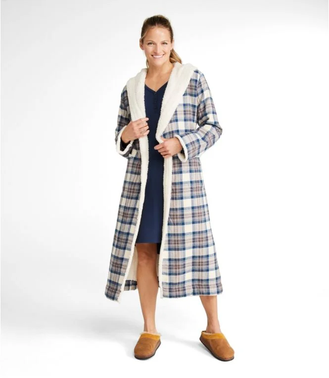 Women''s Scotch Plaid Flannel Robe, Sherpa-Lined Long - Image 5