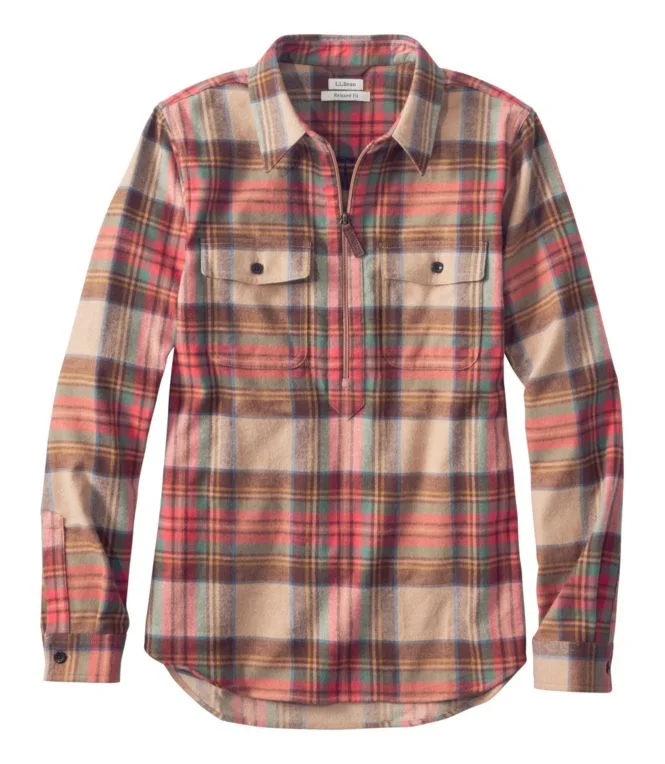 Women''s Scotch Plaid Flannel Shirt, Quarter-Zip - Image 6