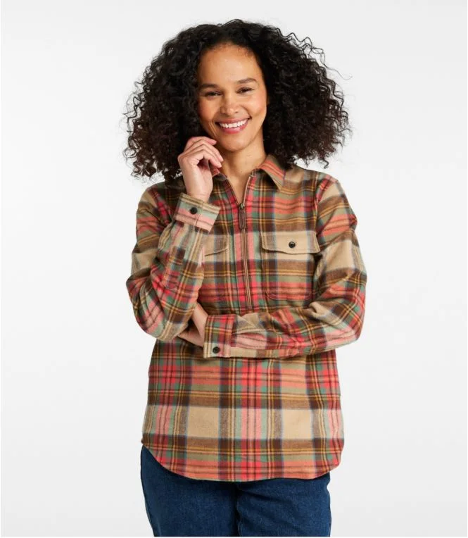 Women''s Scotch Plaid Flannel Shirt, Quarter-Zip - Image 3
