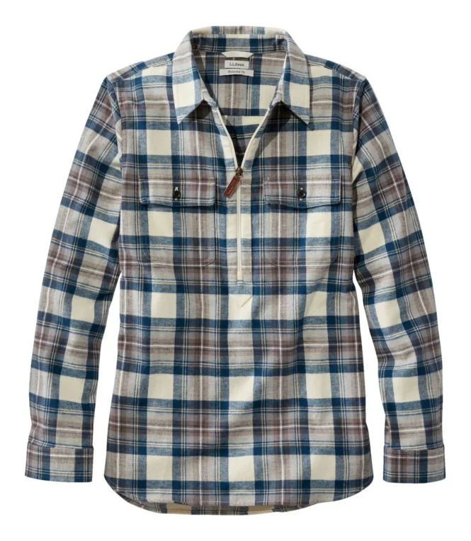 Women''s Scotch Plaid Flannel Shirt, Quarter-Zip - Image 8