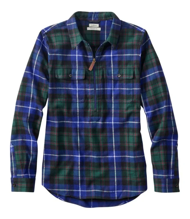 Women''s Scotch Plaid Flannel Shirt, Quarter-Zip - Image 9