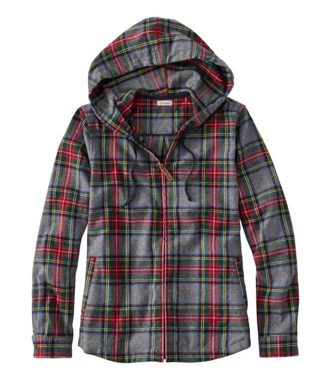 Women''s Scotch Plaid Flannel Shirt, Relaxed Zip Hoodie - Image 18
