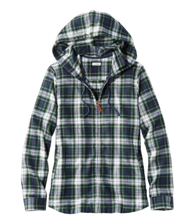 Women''s Scotch Plaid Flannel Shirt, Relaxed Zip Hoodie - Image 21