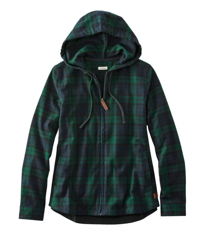 Women''s Scotch Plaid Flannel Shirt, Relaxed Zip Hoodie - Image 10