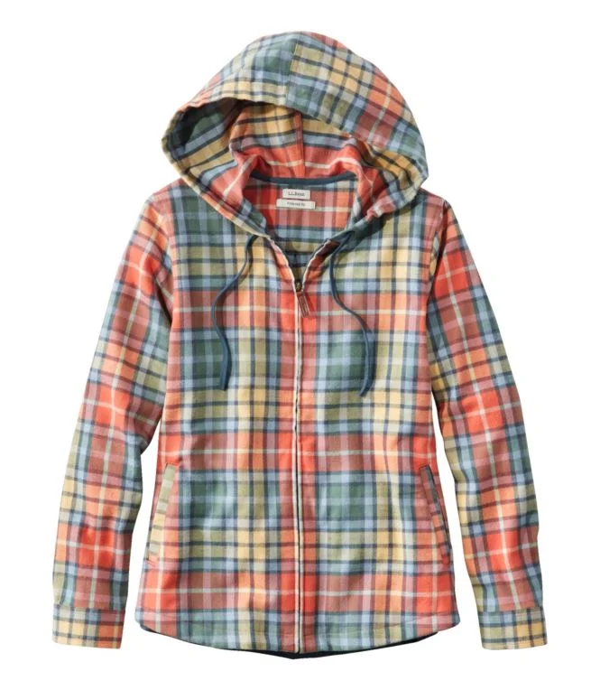 Women''s Scotch Plaid Flannel Shirt, Relaxed Zip Hoodie - Image 16