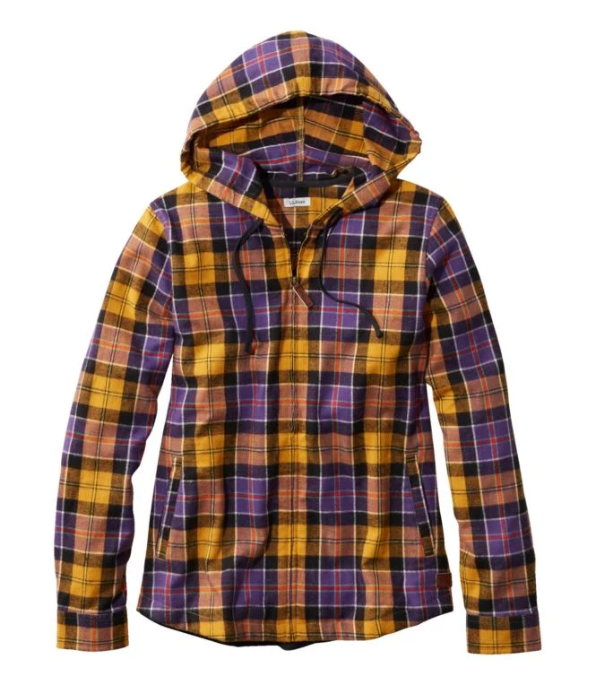 Women''s Scotch Plaid Flannel Shirt, Relaxed Zip Hoodie - Image 17