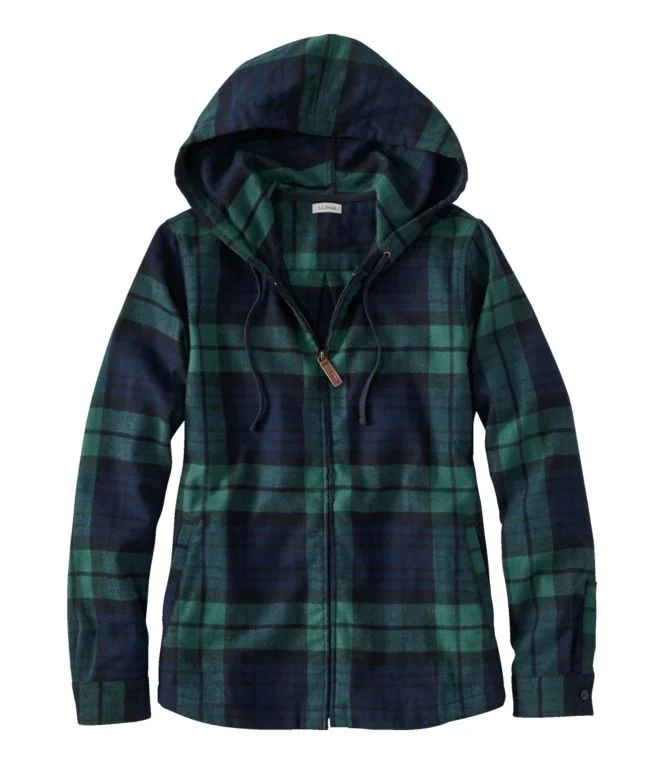 Women''s Scotch Plaid Flannel Shirt, Relaxed Zip Hoodie - Image 20