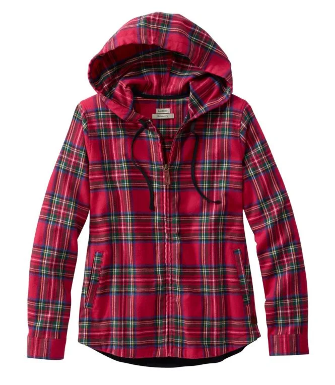 Women''s Scotch Plaid Flannel Shirt, Relaxed Zip Hoodie - Image 22