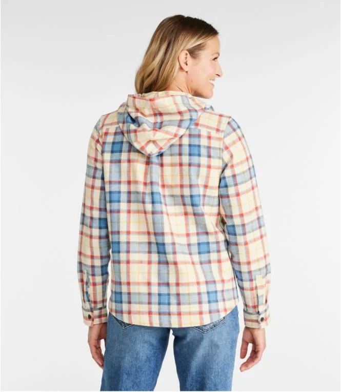 Women''s Scotch Plaid Flannel Shirt, Relaxed Zip Hoodie - Image 5