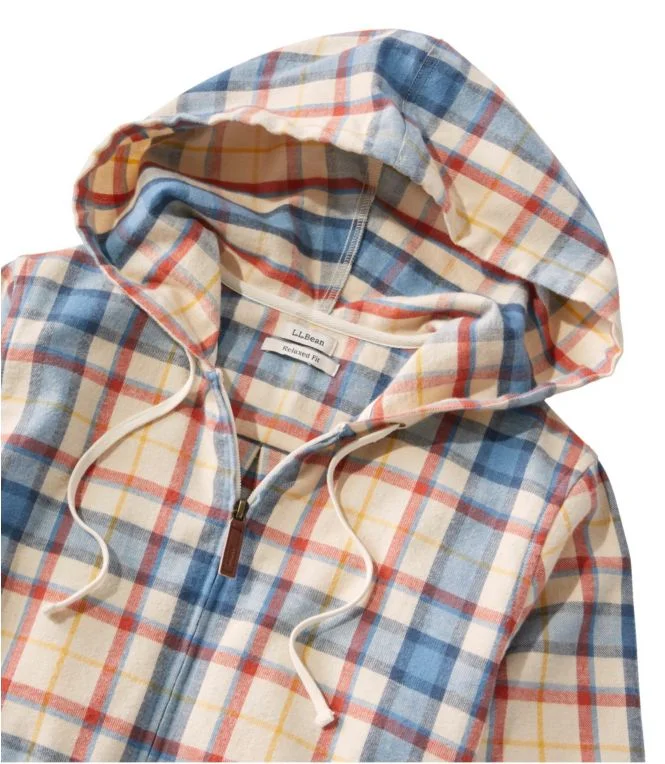 Women''s Scotch Plaid Flannel Shirt, Relaxed Zip Hoodie - Image 6