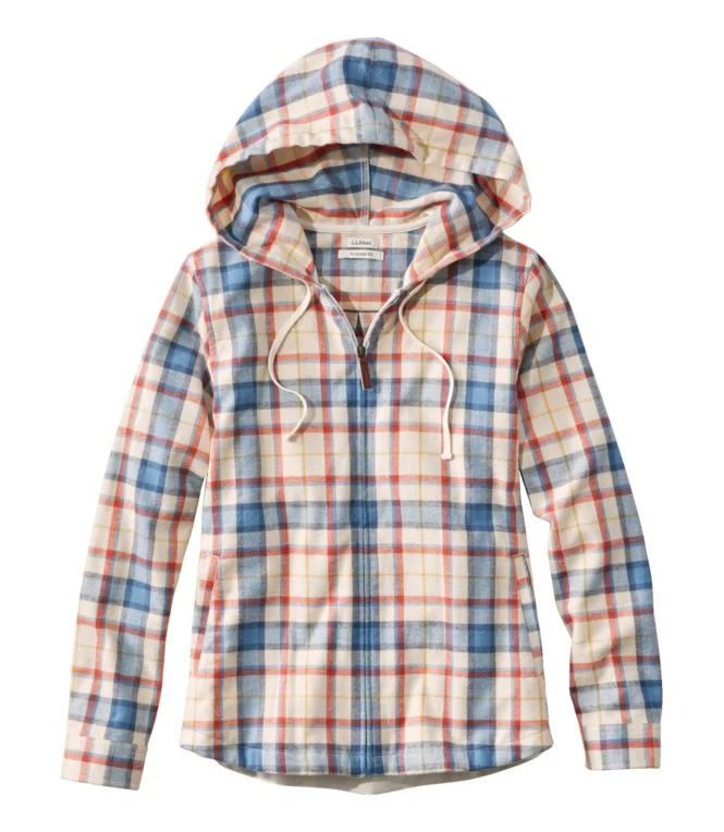 Women''s Scotch Plaid Flannel Shirt, Relaxed Zip Hoodie - Image 9
