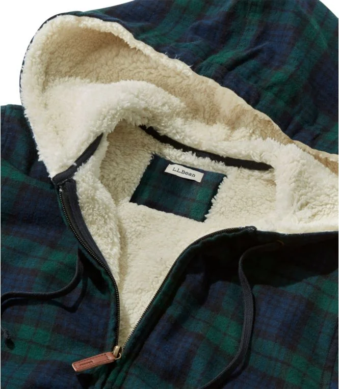 Women''s Scotch Plaid Flannel Shirt, Sherpa-Lined Zip Hoodie - Image 5