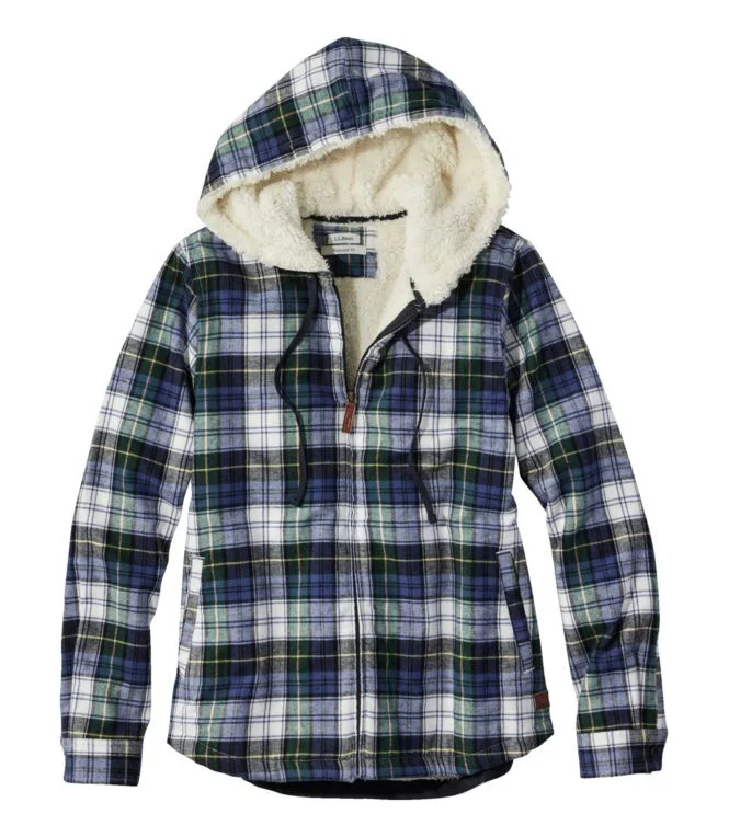 Women''s Scotch Plaid Flannel Shirt, Sherpa-Lined Zip Hoodie - Image 8