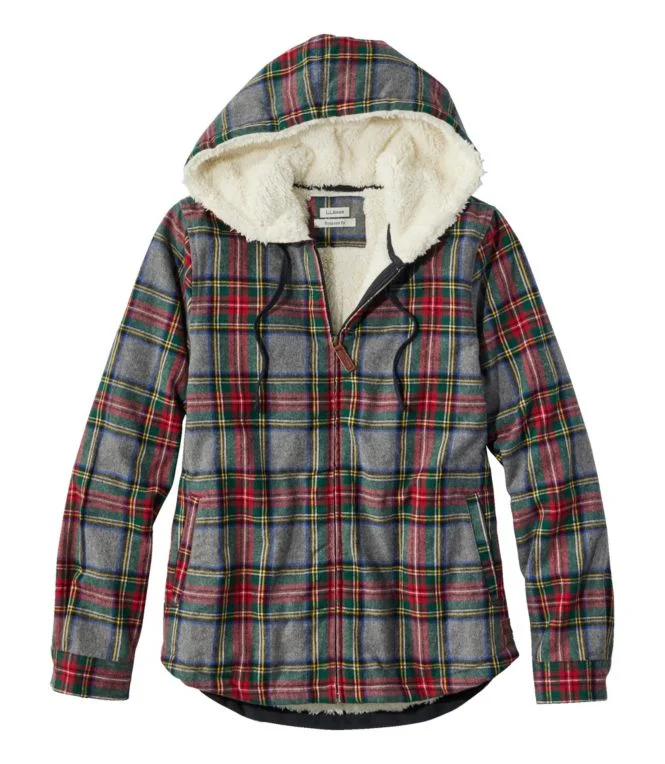 Women''s Scotch Plaid Flannel Shirt, Sherpa-Lined Zip Hoodie - Image 9
