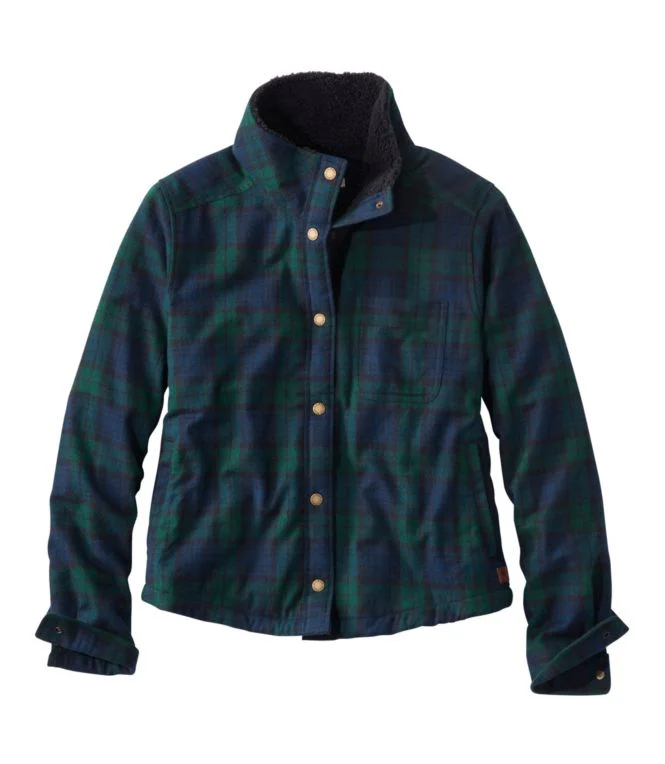 Women''s Scotch Plaid Shirt, Sherpa-Lined Mockneck Jacket