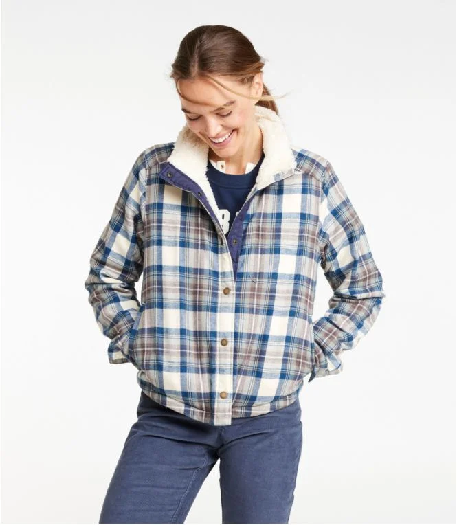 Women''s Scotch Plaid Shirt, Sherpa-Lined Mockneck Jacket - Image 3