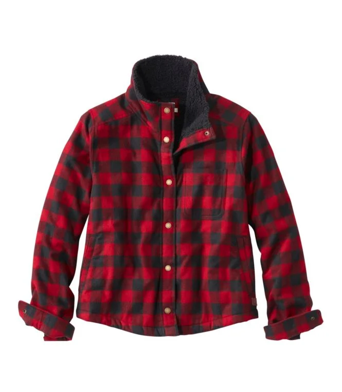 Women''s Scotch Plaid Shirt, Sherpa-Lined Mockneck Jacket - Image 8