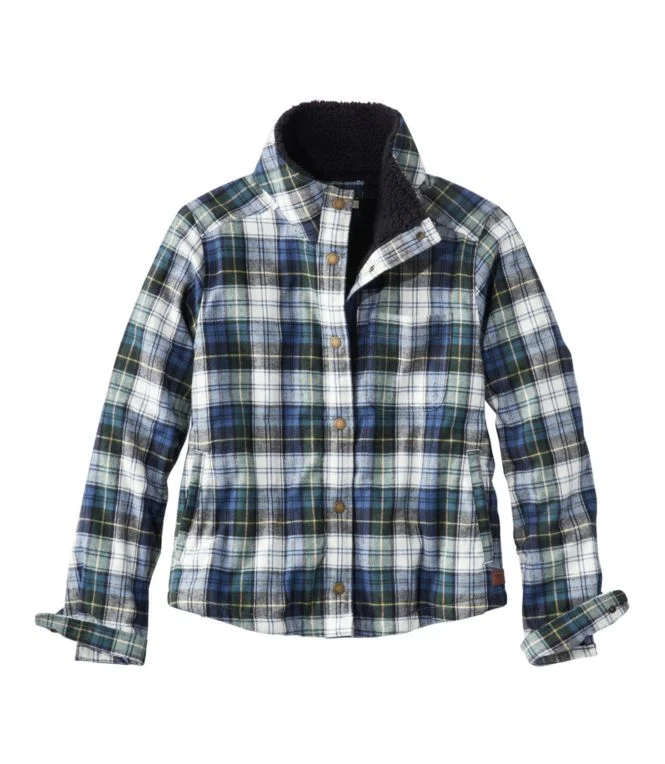 Women''s Scotch Plaid Shirt, Sherpa-Lined Mockneck Jacket - Image 9