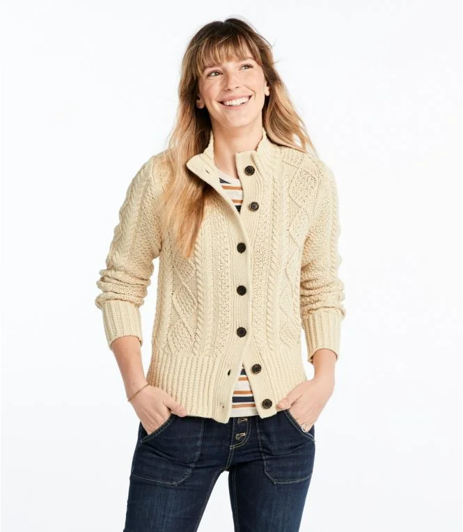 Women''s Signature Cotton Fisherman Sweater, Short Cardigan - Image 3