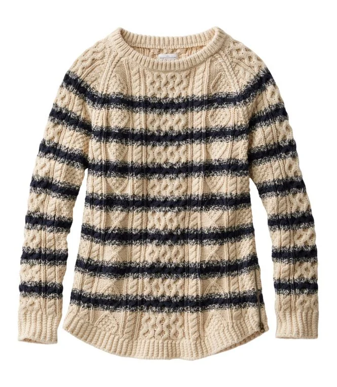 Women''s Signature Cotton Fisherman Tunic Sweater, Stripe